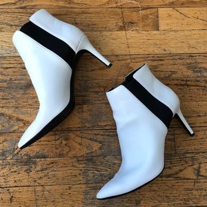 White leather stiletto booties (size 10)